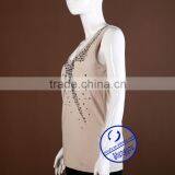 2015 High Quality Wholesale Ladies 100 Cotton V-neck Tank Top thumbnail-2