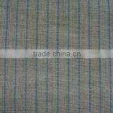 100% Plain Linen Natural Fabric With Blue Stripes thumbnail-2