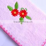 100% cotton solid color dobby embroidery hand towel
