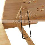 Beautidul Pattern Carvened Flower Solid Bamboo Durable and Portable Folding Laptop Desk Overbed Tray thumbnail-3