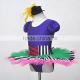 Kids Ballet Skirt, Short Sleeve Girls Camisole Ballet Tutu, Rainbow Stripe Princess Tutu Dress Kids Dancewear thumbnail-1