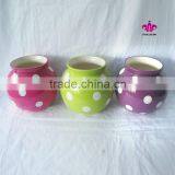 6 Inch Ceramic Round Polka Dot Vase With 3 Different Color,Ceramic Flower Vase for Wedding Decoration Quality Choice