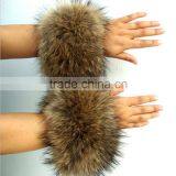 Popular Design Raccoon Fur Coat Sleeves Cuffs Fox Fur Hand Covers Ladies Coat Sleeve Decoration thumbnail-1