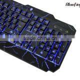 USB Wired Blue LED Backlit Computer Keyboard With Cool Crack Parttern thumbnail-4