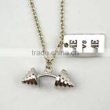 2016 Dumbbell Necklace "I CAN" Fitness Weightlifting Gym Jewelry Figure Bodybuilding Collier Necklaces for Men Women thumbnail-4