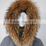 Polyester Melange Fabric Puffer Quilted Real Raccoon Fur Hood Women Down Parka thumbnail-6