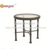 Antique Appearance and Metal Material Tea/Coffee Table Outdoor Cast Aluminum Garden Patio Round Table With Stone Top thumbnail-1