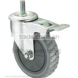 Grey PU Medium Duty Screw Stem Caster Wheel With Lock