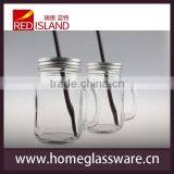 450ml 480ml 600ml700ml Clear Glass Mason Jars/wholesale 16oz Glass Mason Jars With Straw Lid thumbnail-1