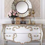 Hand Painted Classic Chest Of Drawers, Antique Living Room Cabinet With Veneer Top, Exquisite Wood Carved Curio Sideboard thumbnail-2