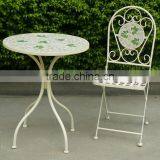 Elegant Outdoor Decorative Mosaic Ceramic Leaf Design Table and Chair Set thumbnail-1