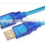 Factory Supplier USB 2.0 64 Knit Data Line Male to Male Transparant Blue Color Line thumbnail-3