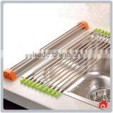 Storage Ideas Kitchen Sink Water Stainless Steel Foldable Dry Fruit Tableware Shelf Dish Drying Rack thumbnail-3