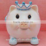 Resin Pink Pig Wearing Crown Piggy Bank Money Boxes Wholesale thumbnail-5