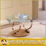 2017 Glass Top Round Fold Coffee Table Extendable Tea Table thumbnail-1