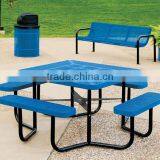 Garden Patio Furniture, Expanded Metal Table With Benches thumbnail-2