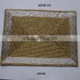 Golden Glass Bead Place Mat With Silver Border Available in More Colours and Patterns