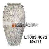 Vietnam Round High Decorative Ceramic Ancient White Flower Vase thumbnail-1