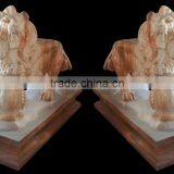 Cloudy Rosa Marble Statue Lion for Sale thumbnail-1