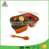 Hot Selling Food Grade Portable Collapsible Silicone Lunch Box,Double Lattice Silicone Food Containers thumbnail-4