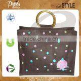Jute Promotional Printed Bag With Wooden Apple Shape Cane Handle thumbnail-1