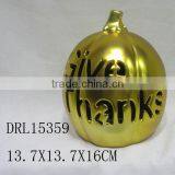 Golden Pumpkin Ceramic Lantern Hollow Letters Festival Holloween Decorations thumbnail-4