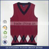 New England Impression Cotton V Collar Student Boys Knitted Vest Custom School Uniform thumbnail-1