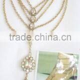 GOLD Tone KUNDAN CHAIN PAYAL Anklets Pair Toe Ring thumbnail-4