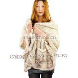 CX-B-M-15 Ladies Latest Kintted Real Mink Fur Woman Fashion Black Fur Shawl thumbnail-4