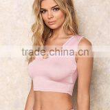 MGOO 2017 New Style Blush Lounge Basic Crop Tops Sleeveless Running Sets Tracksuits Jersey 95% Cotton 5% Spandex thumbnail-5