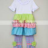 Latest Boutique Girls Clothing Sets Children Cotton Round Neck Clothes Kids Ruffle Sets For Girls thumbnail-2