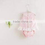 Plain Baby Pink Top Clothes Spots Pattern Sleeveless Shirt Same Fabric Diaper Cover thumbnail-2