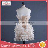 Apricot Strapless Short Mini Evening Dress thumbnail-3