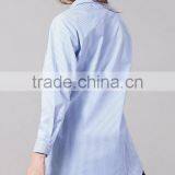 Runwaylover EY2326B 2017 Latest Blouse Design Women's Blue Striped Cold Shoulder Tie Sleeve Shirt thumbnail-2