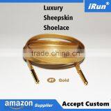 Faux Goatskin Sheepskin Leather Gold Shoelaces With Gold Metal Aglet for Air Jordan Sneakers - Amazon Supplier - Black/White/Red thumbnail-1