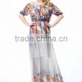 China Manufacturer Elegant Ladies Floral Print Sleeveless Dresses Plus Size thumbnail-4
