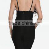 Spaghetti Straps Plunging Neck Bodycon Fit Bandage Dress 2015 thumbnail-3