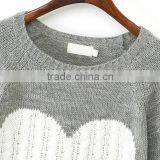 Big Girls' Color Block Heart Printed Stylish Branded Pullover Sweater thumbnail-3