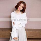 2017 New Arrivals White Speaker Long Sleeves Design Chiffon Shirts for Women thumbnail-1