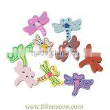 Wood Painting Sewing Buttons Scrapbooking Dragonfly 2 Holes Mixed 26mm x 20mm(1" x 6/8"),100PCs,Bulk thumbnail-1