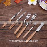 Wood Handle Stainless Steel Knife Fork Chopstciks Tableware/chyi Fork Knife Chopsticks Cultery /fancy Dining Tableware