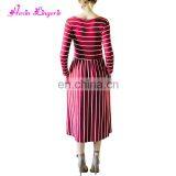 Big Discount 3 4 Sleeve Stripe Women Latest Casual Designs Midi Ladies Casual Dress thumbnail-4