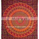 Maroon Color Barmeri Mandala Bhala Design Tapestry Double Indian Handmade Tapestry 92x82 Indian Tapestry thumbnail-1