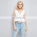 Plain White Summer Sleeveless Sexy Backless Short Women Tops