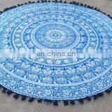 Traditional Mandala Tapestry Cotton Throw Beach Bedsheet With Pom Pom Wholesale thumbnail-1