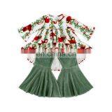 Cute Baby Christmas Green Stripe Flamingo Pom Pom Tunic And Bell Bottoms Girls Boutique Clothing Wholesale Children Clothes USA thumbnail-1