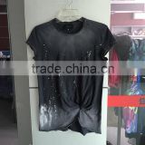 women ripped hole dirty washed t shirt OEM
