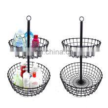 Nordic Metal Home Decorative Kitchen Storage Table Iron Black Wire Vegetable Fruit Mesh Storage Basket thumbnail-1