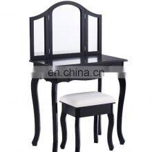 Black drawer Mirrored Wooden Wall Mounted Dressing Table Designs