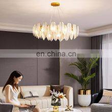 Hotel Villa Project Decorative Lighting White Glass Leaves Luxury Crystal Chandelier Post Modern Ceiling Pendant Lamp thumbnail-3